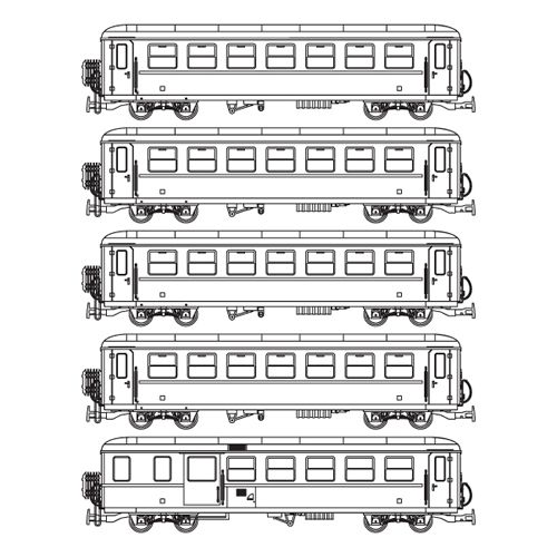 Ferro Train 9725-P - Austrian Set of 5 Krimmler cars in green-wh-red of the PLB